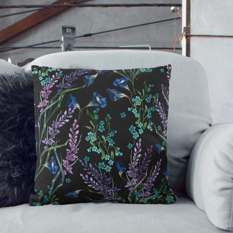 Decorative Microfiber Pillow Provencal night - fine floral motif on black background cushions 146899 additionalImage 6