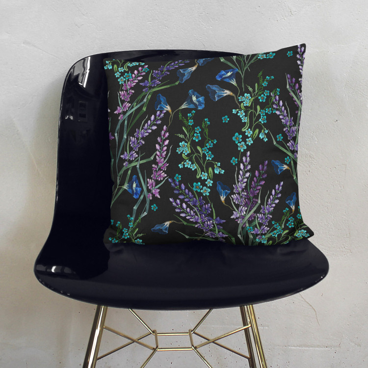 Decorative Microfiber Pillow Provencal night - fine floral motif on black background cushions 146899 additionalImage 3