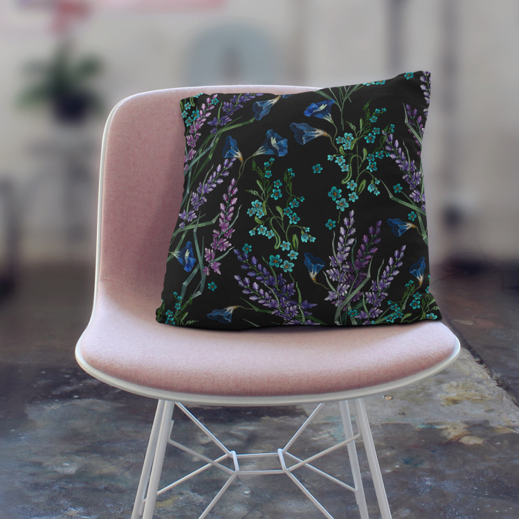 Decorative Microfiber Pillow Provencal night - fine floral motif on black background cushions 146899 additionalImage 5