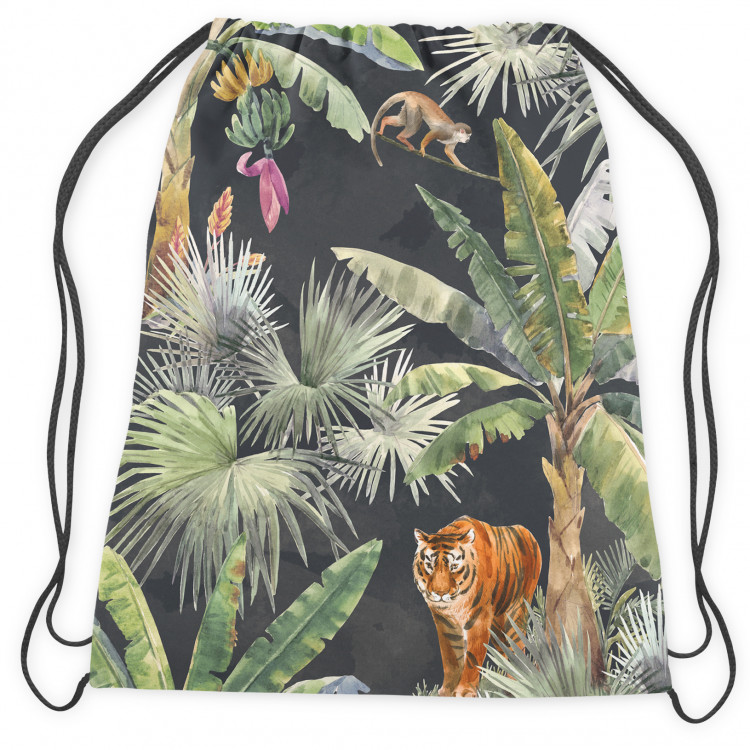 Backpack In the jungle - palm trees, tiger and monkey on dark background 147699 additionalImage 2