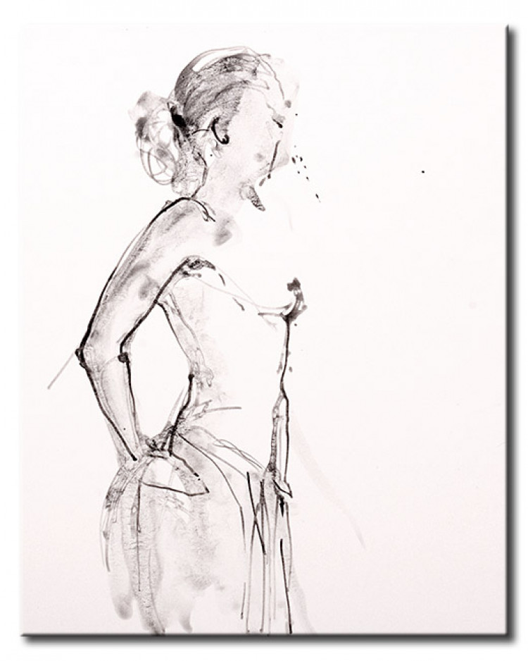 Canvas Sensual figure - feminine minimalist silhouette on a white background 48999